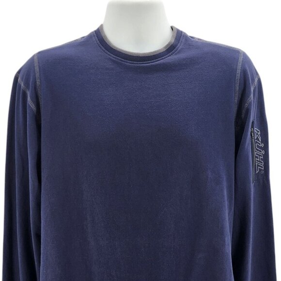 KUHL Mens Small WildFibre Organic Cotton Blue Long Sleeve Thumb Holes Shirt - Picture 2 of 11